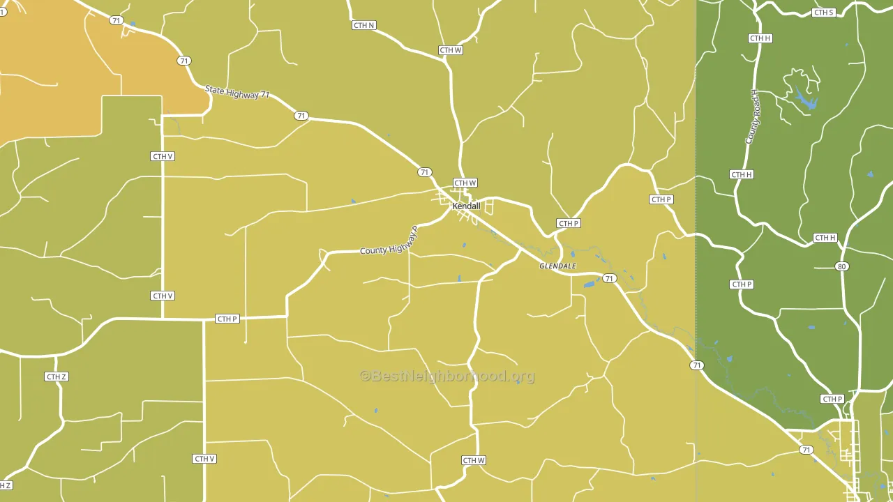 Kendall, WI block-group voter-turnout map