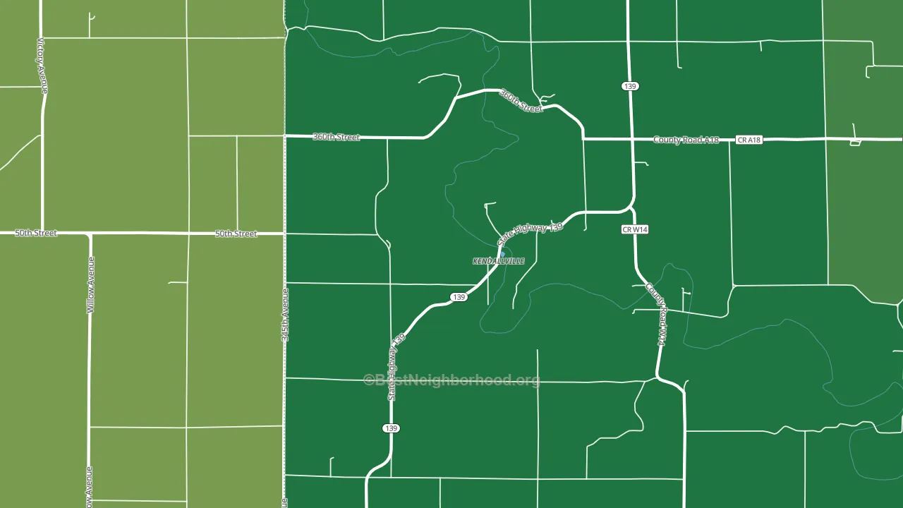Kendallville, IA block-group voter-turnout map