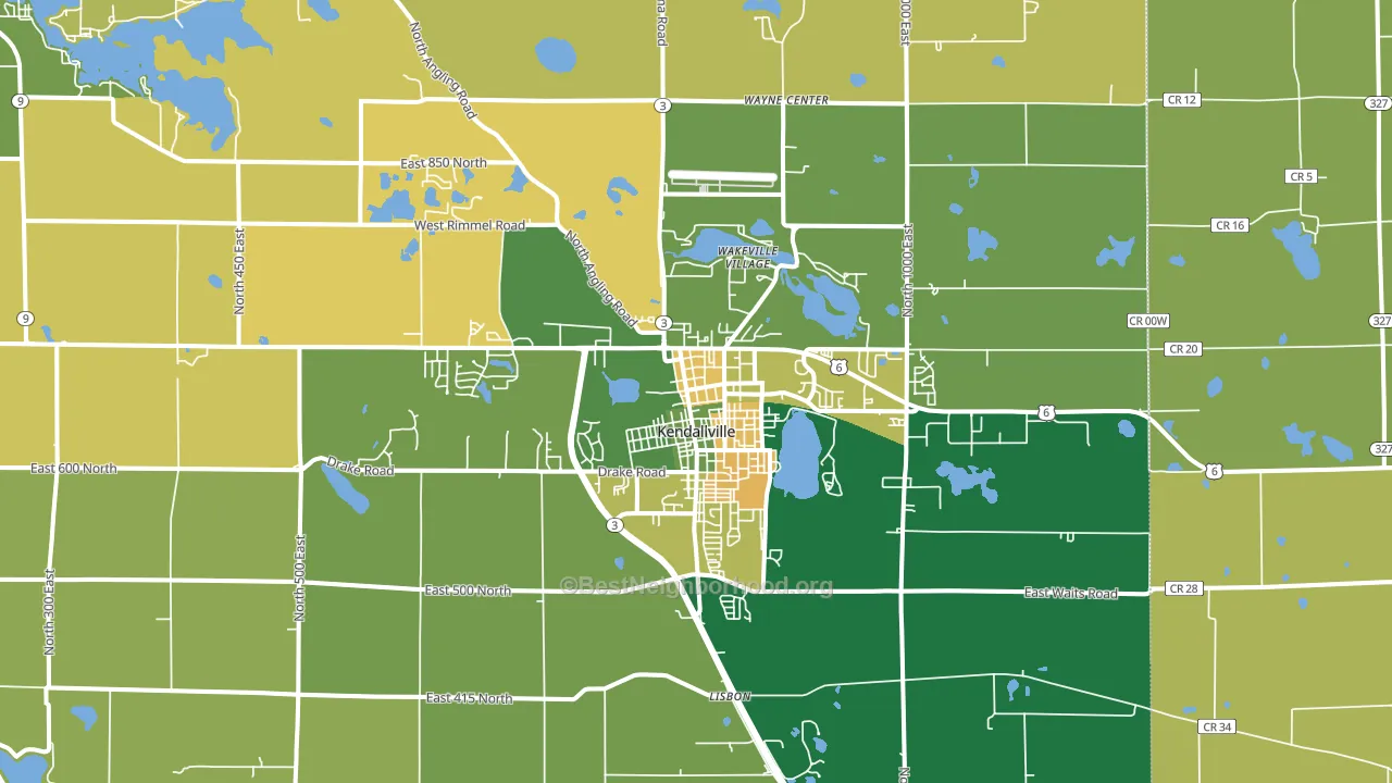 Kendallville, IN block-group voter-turnout map