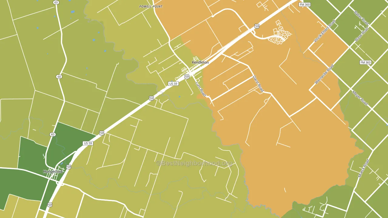 Kendleton, TX block-group voter-turnout map