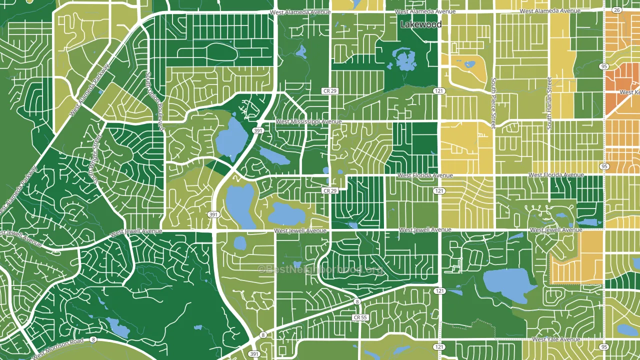 Kendrick Lake, Lakewood, CO block-group voter-turnout map