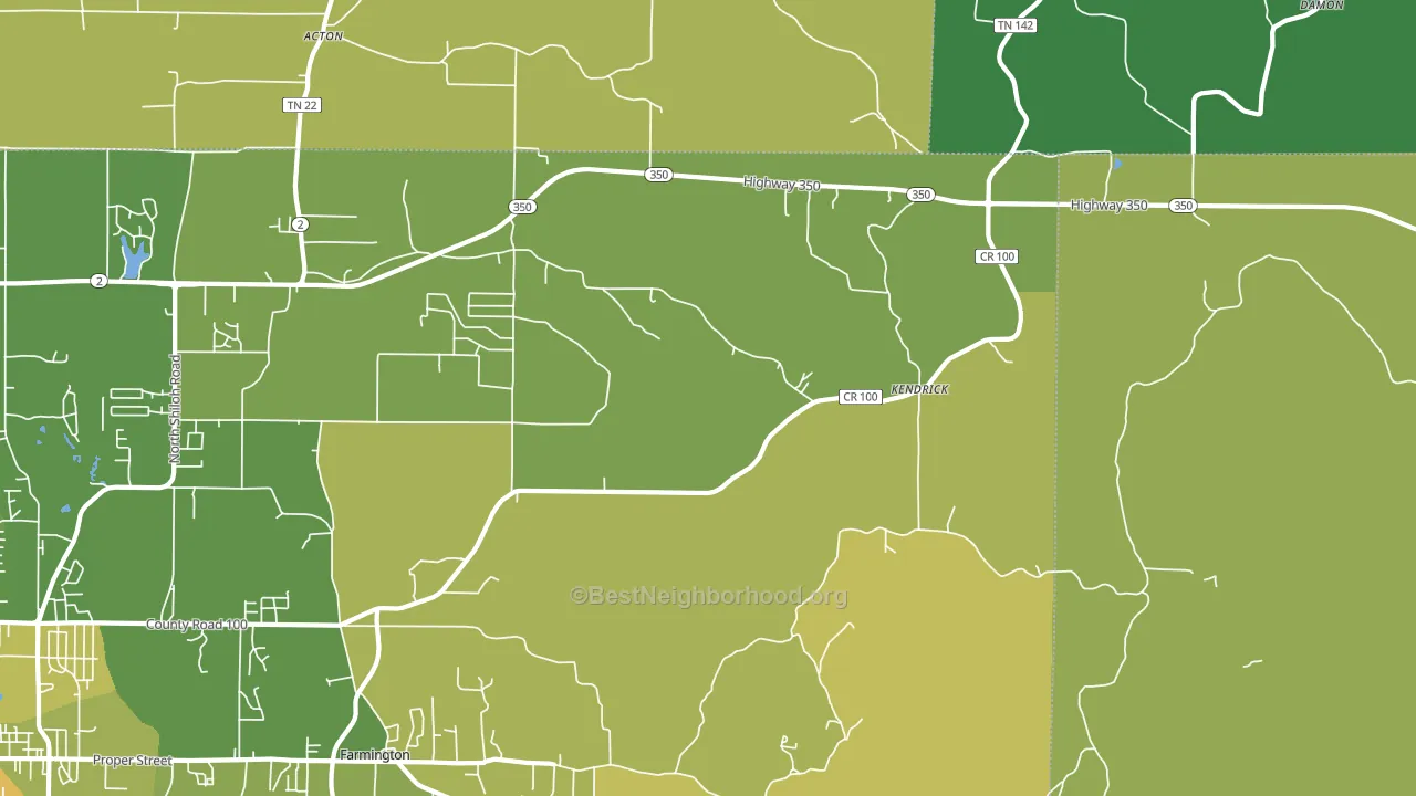 Kendrick, MS block-group voter-turnout map