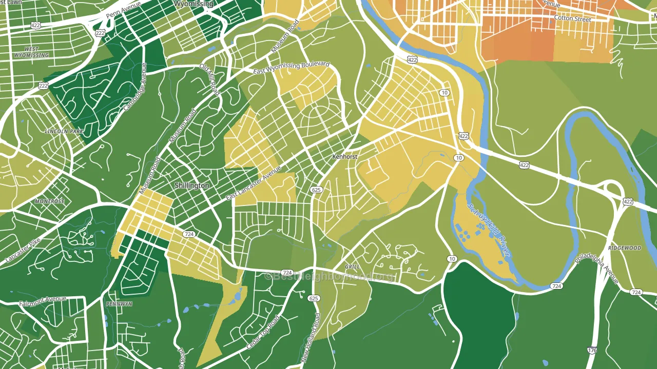 Kenhorst, PA block-group voter-turnout map