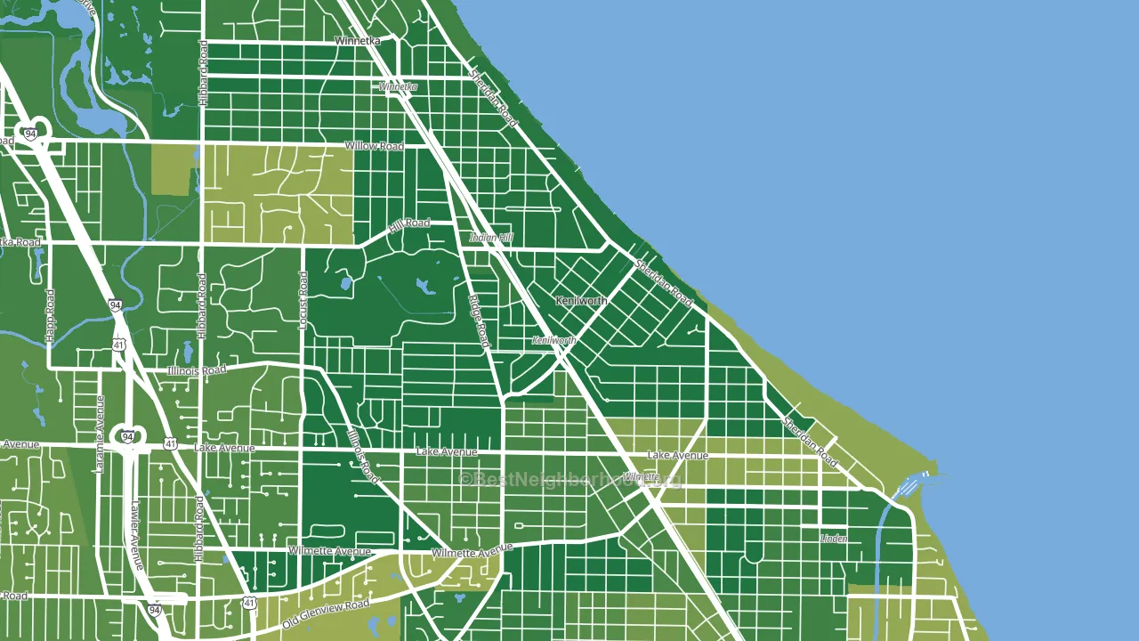 Kenilworth, IL block-group voter-turnout map