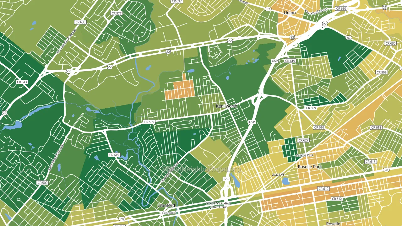 Kenilworth, NJ block-group voter-turnout map