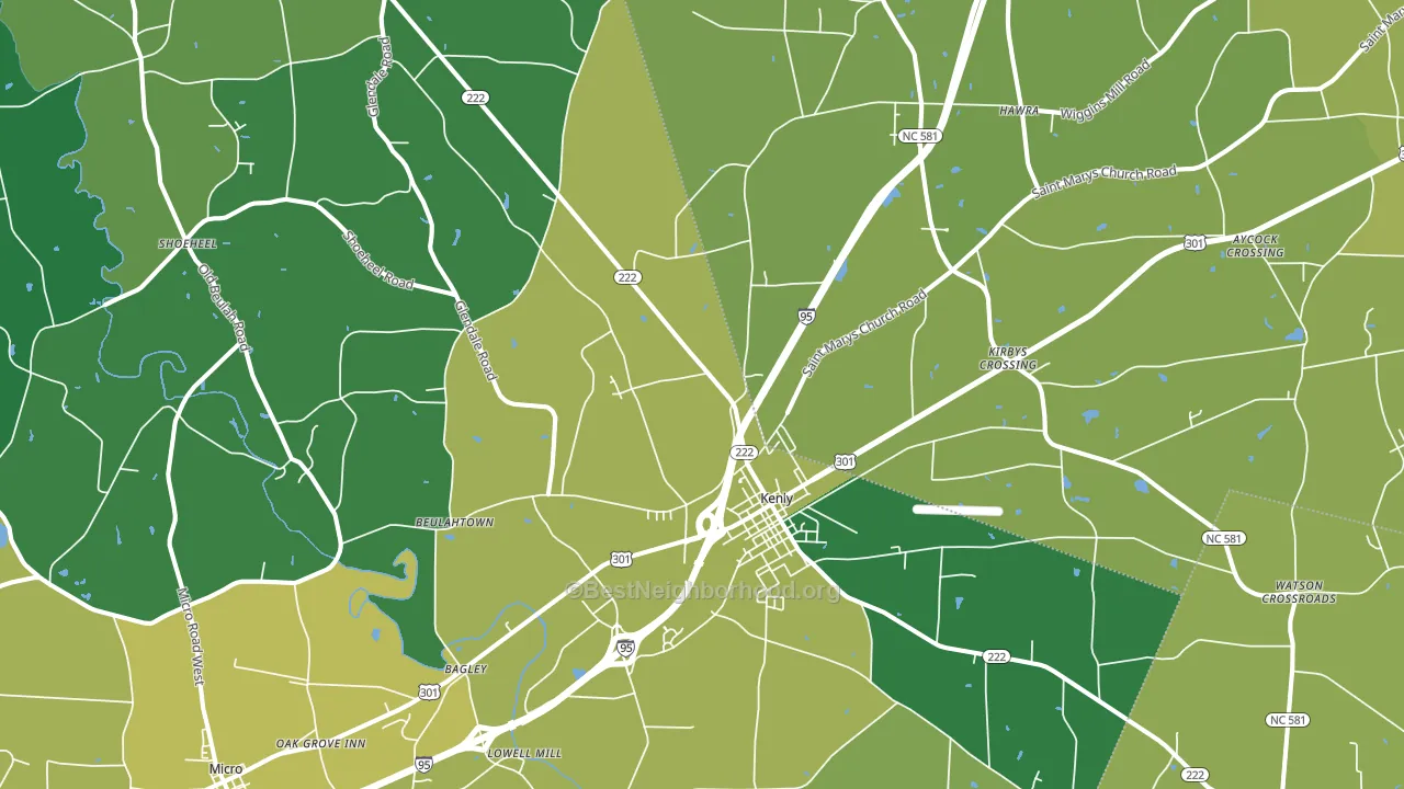 Kenly, NC block-group voter-turnout map