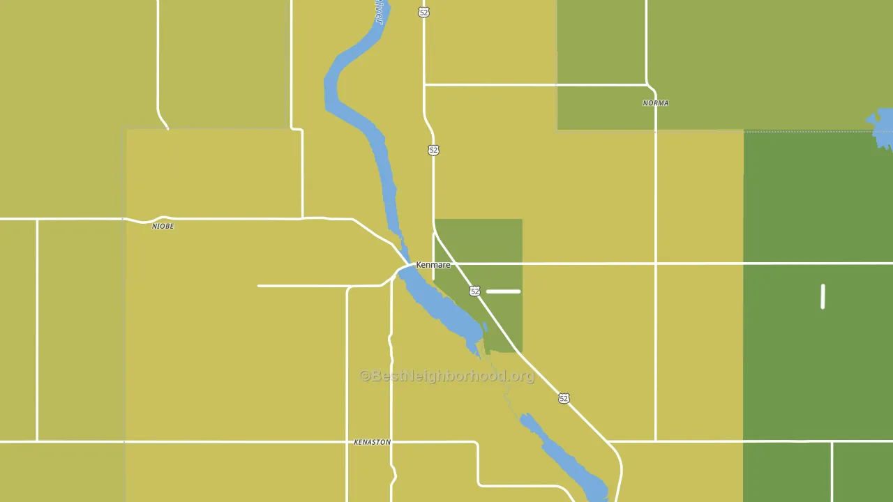 Kenmare, ND block-group voter-turnout map