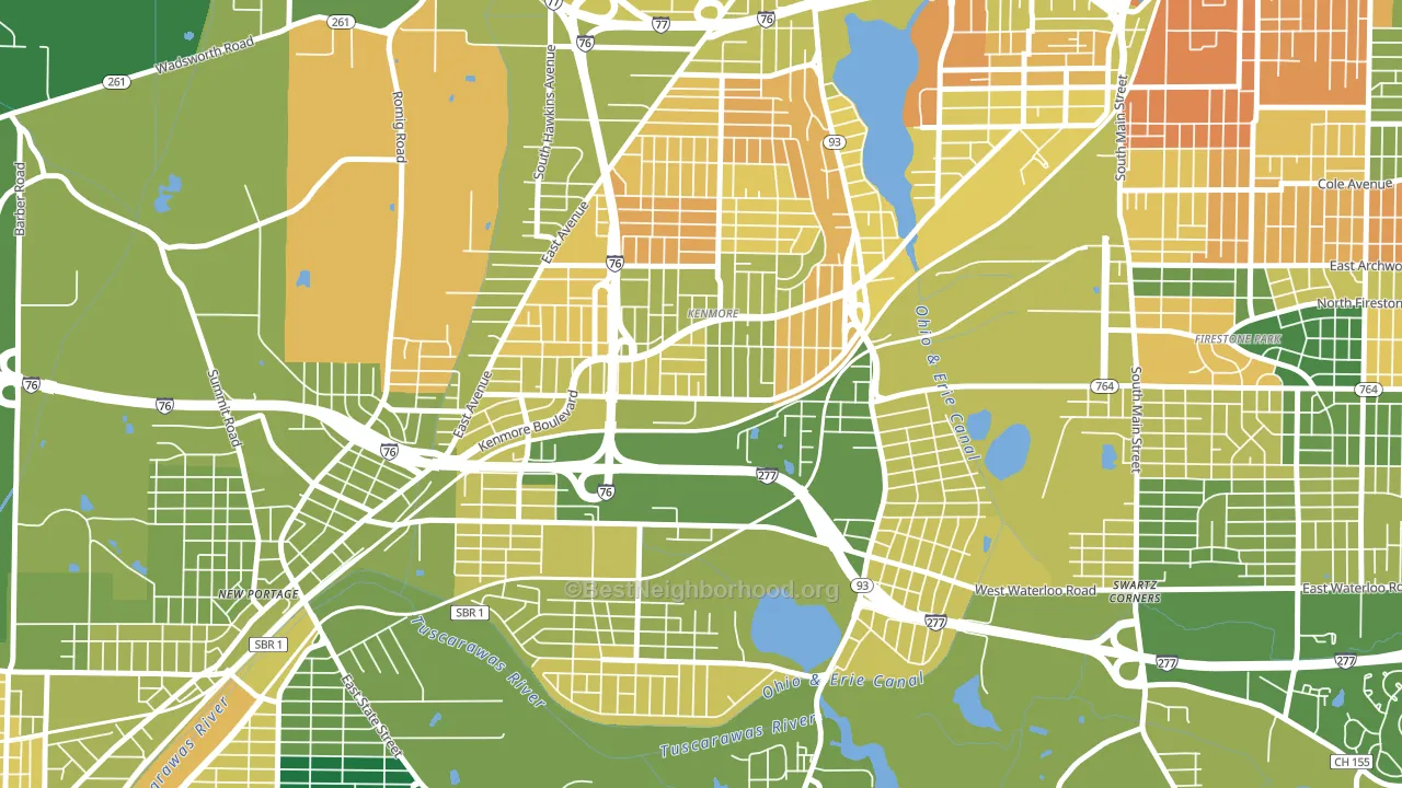 Kenmore, Akron, OH block-group voter-turnout map