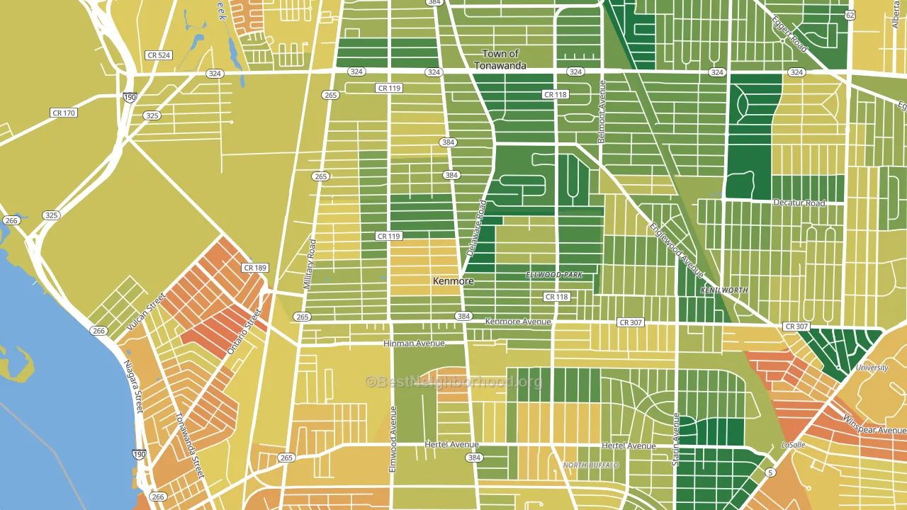 Kenmore, NY block-group voter-turnout map