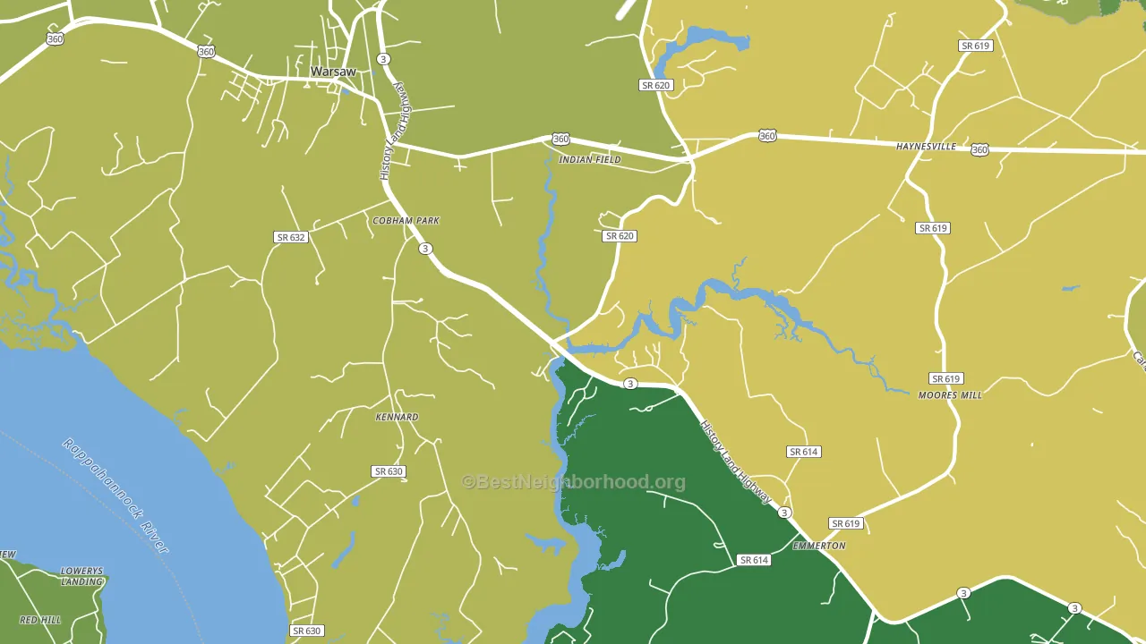 Kennard, VA block-group voter-turnout map
