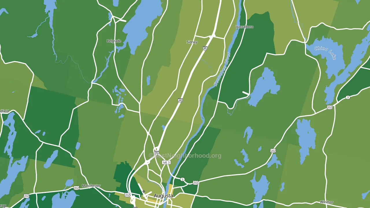 Kennebec County, ME block-group voter-turnout map