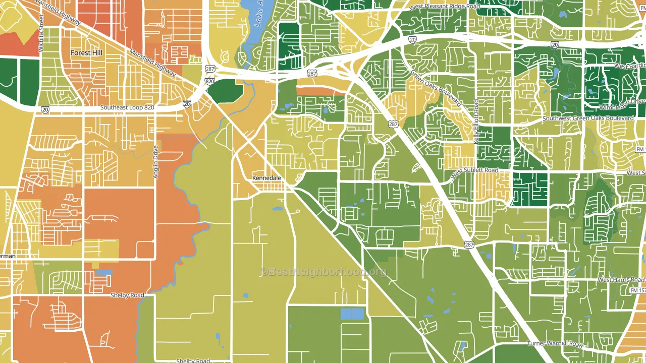 Kennedale, TX block-group voter-turnout map