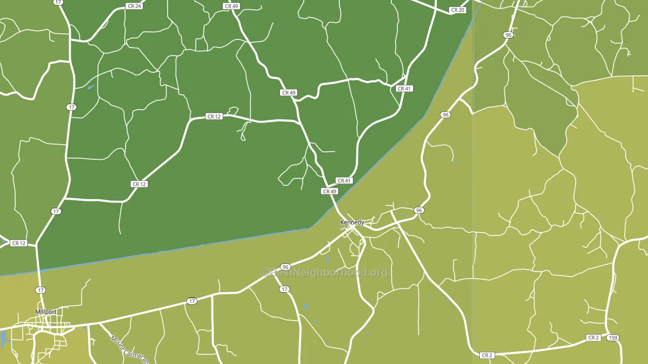 Kennedy, AL block-group voter-turnout map