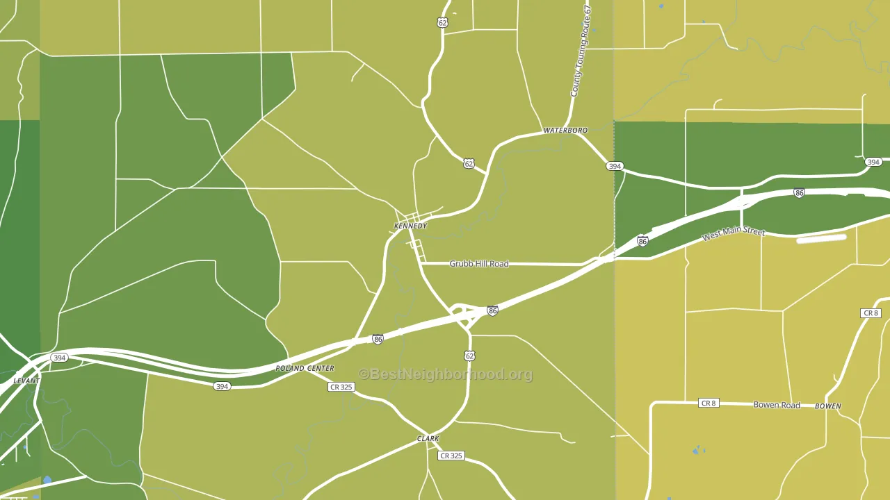 Kennedy, NY block-group voter-turnout map