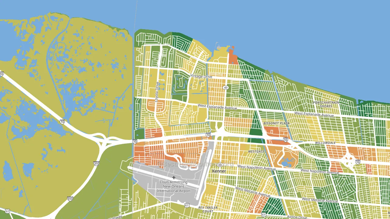 Kenner, LA block-group voter-turnout map
