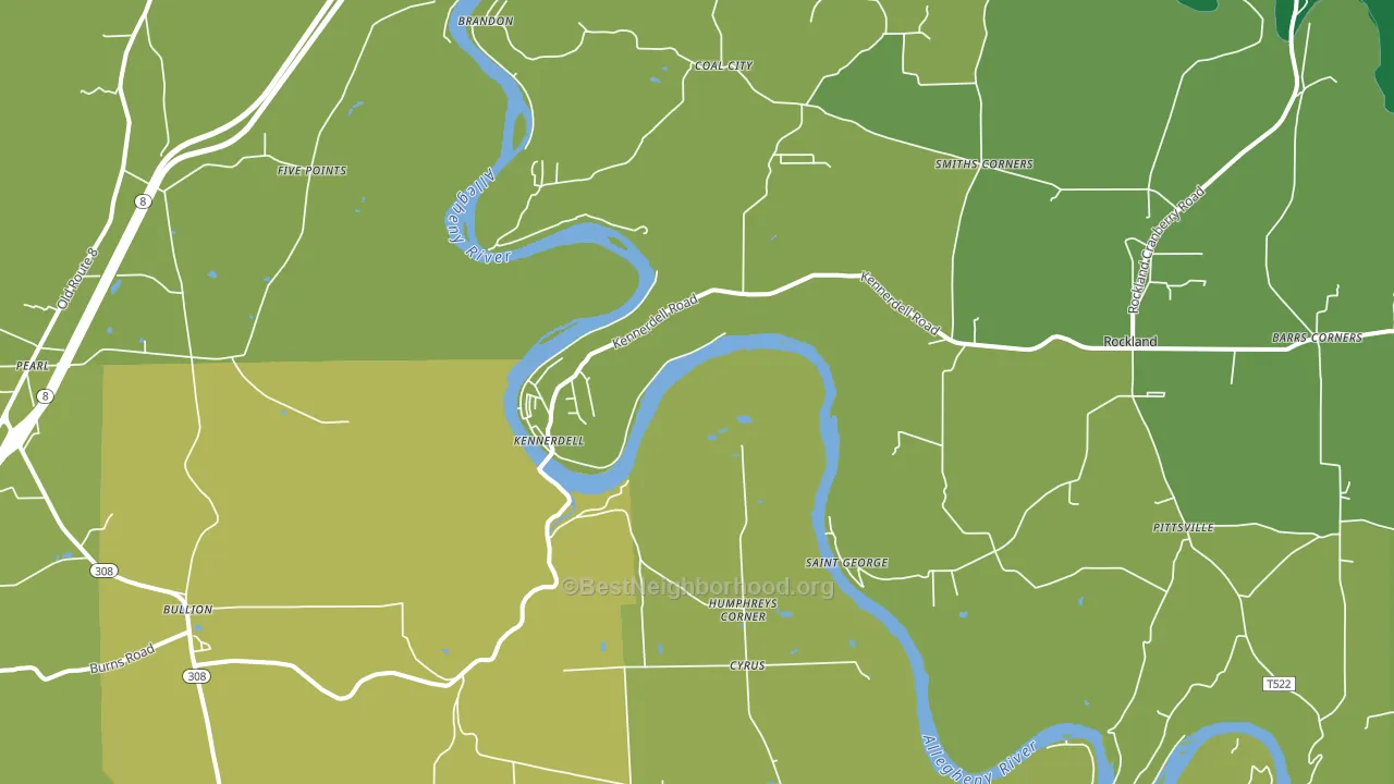 Kennerdell, PA block-group voter-turnout map