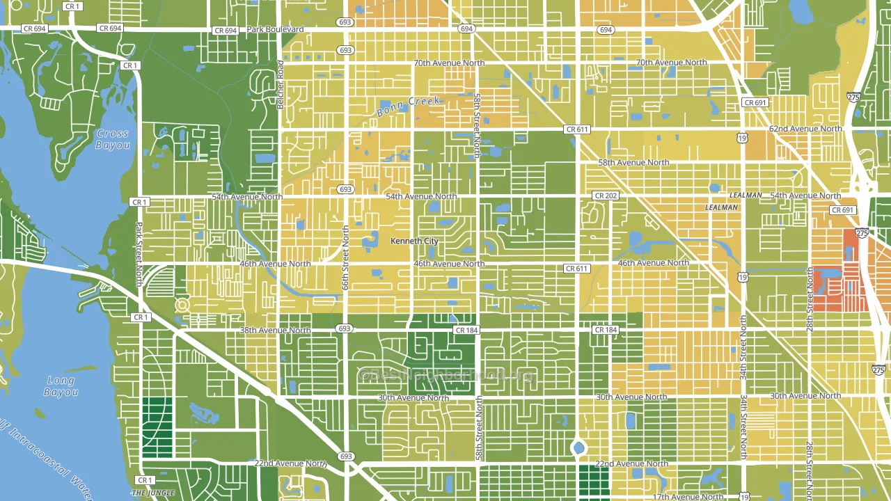 Kenneth City, FL block-group voter-turnout map
