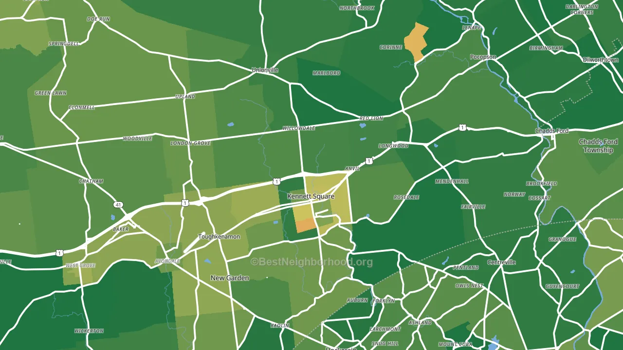 Kennett Square, PA block-group voter-turnout map