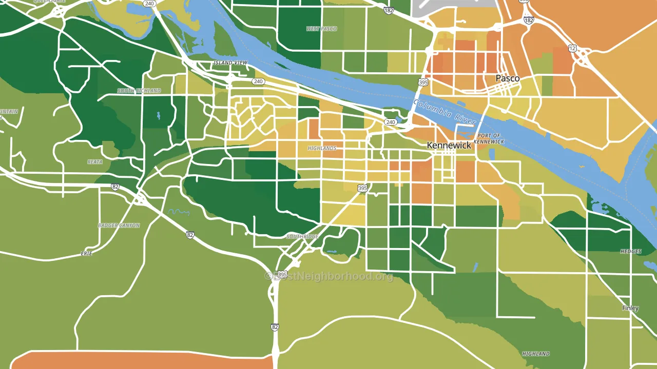 Kennewick, WA block-group voter-turnout map