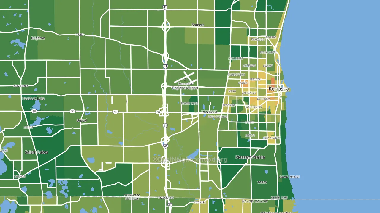 Kenosha County, WI block-group voter-turnout map