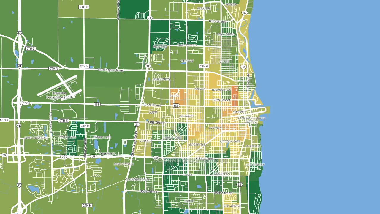 Kenosha, WI block-group voter-turnout map