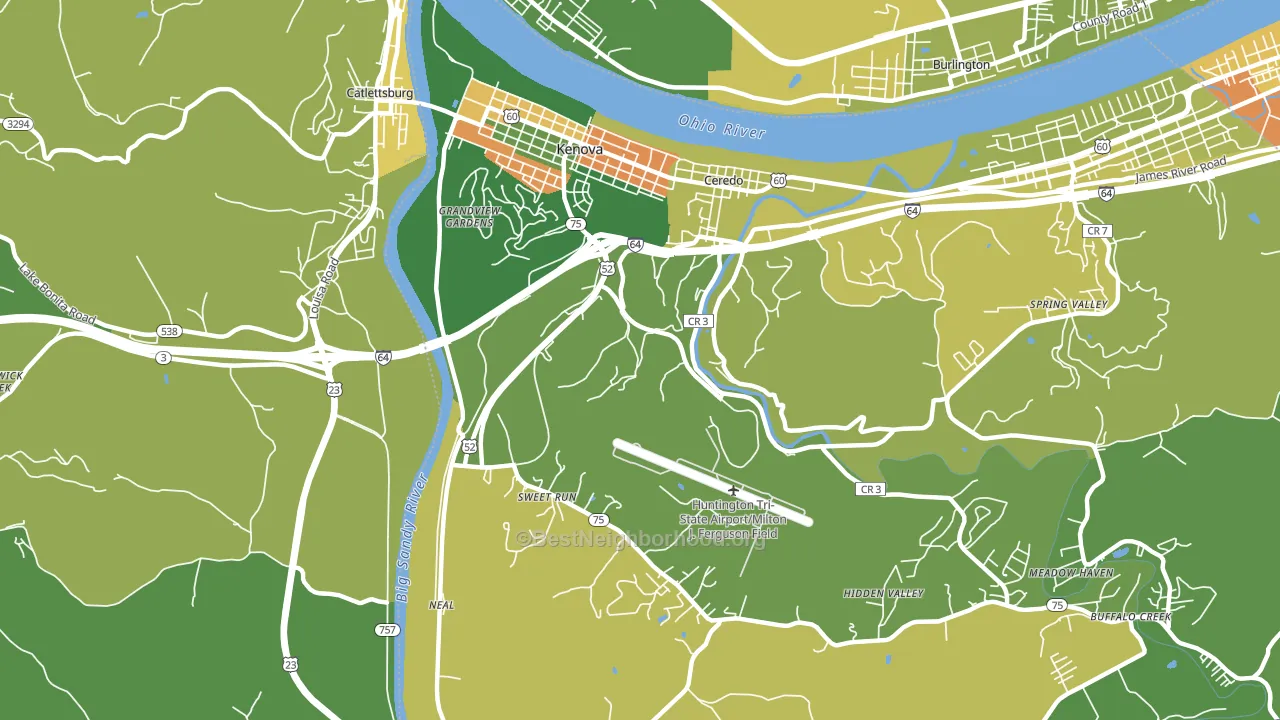 Kenova, WV block-group voter-turnout map