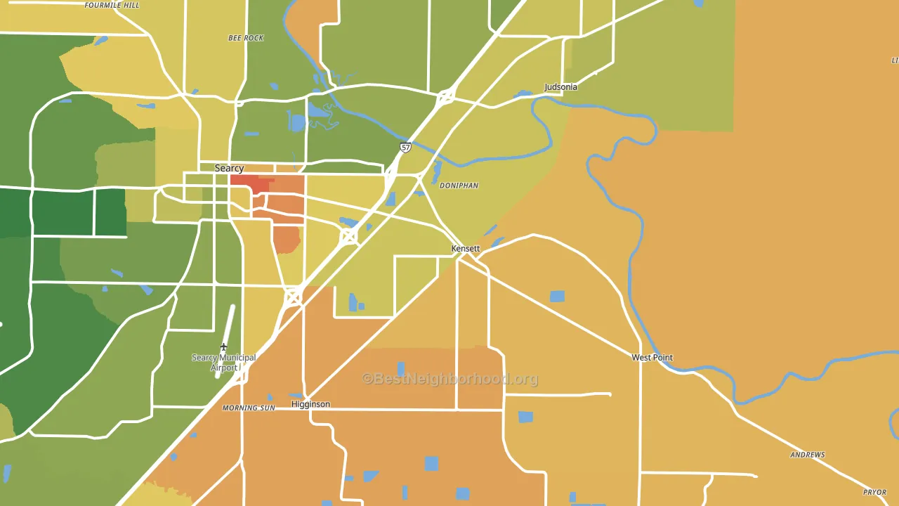 Kensett, AR block-group voter-turnout map