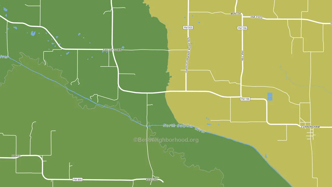 Kensing, TX block-group voter-turnout map