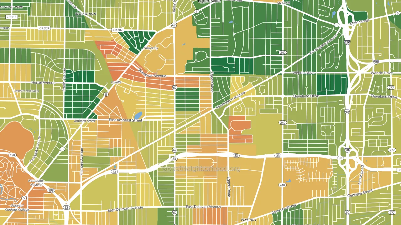Kensington, Buffalo, NY block-group voter-turnout map
