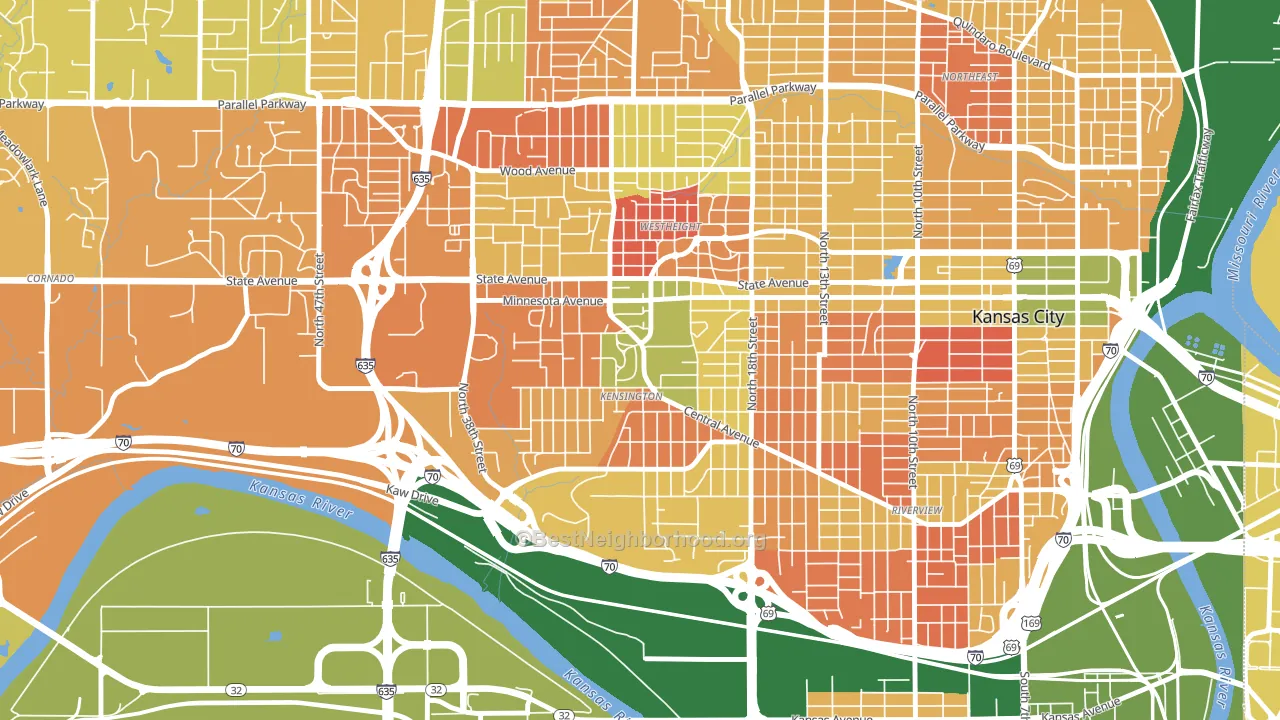 Kensington, Kansas City, KS block-group voter-turnout map