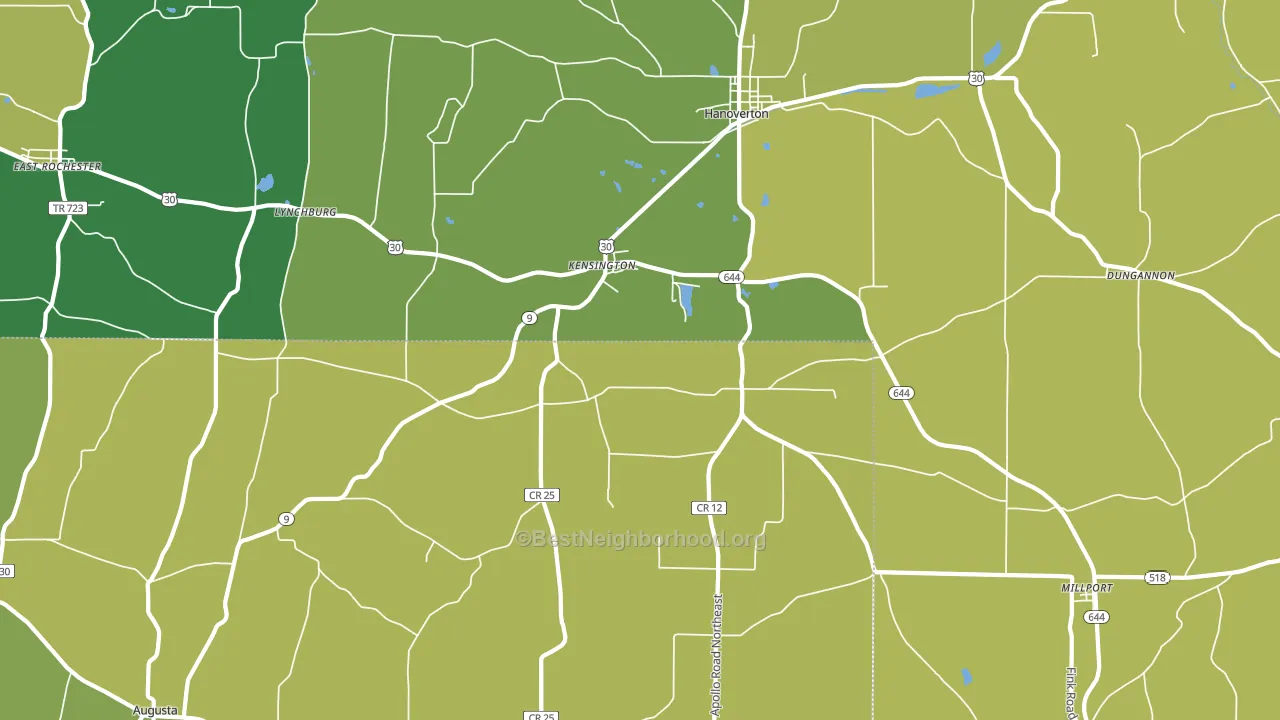 Kensington, OH block-group voter-turnout map