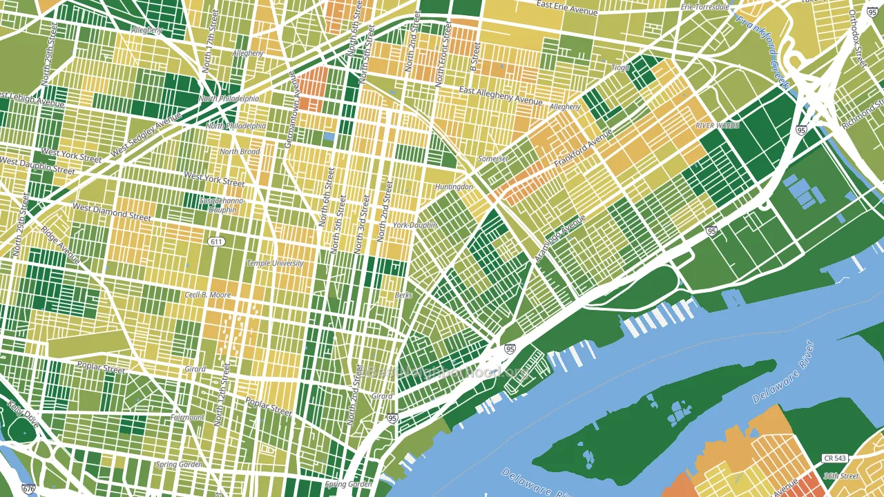 Kensington, Philadelphia, PA block-group voter-turnout map