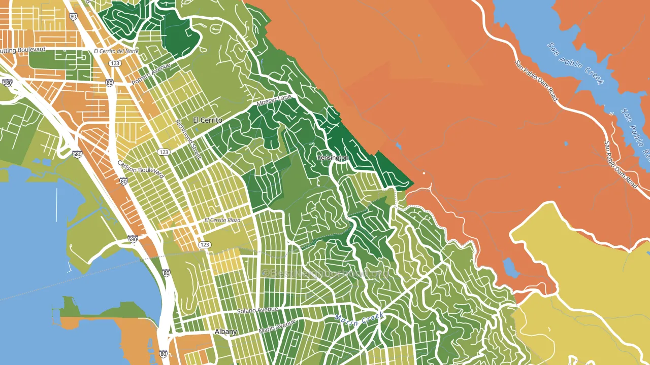 Kensington-San Francisco, Berkeley, CA block-group voter-turnout map