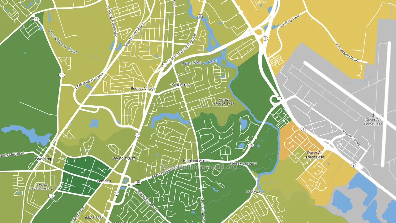 Kent Acres, Dover, DE block-group voter-turnout map