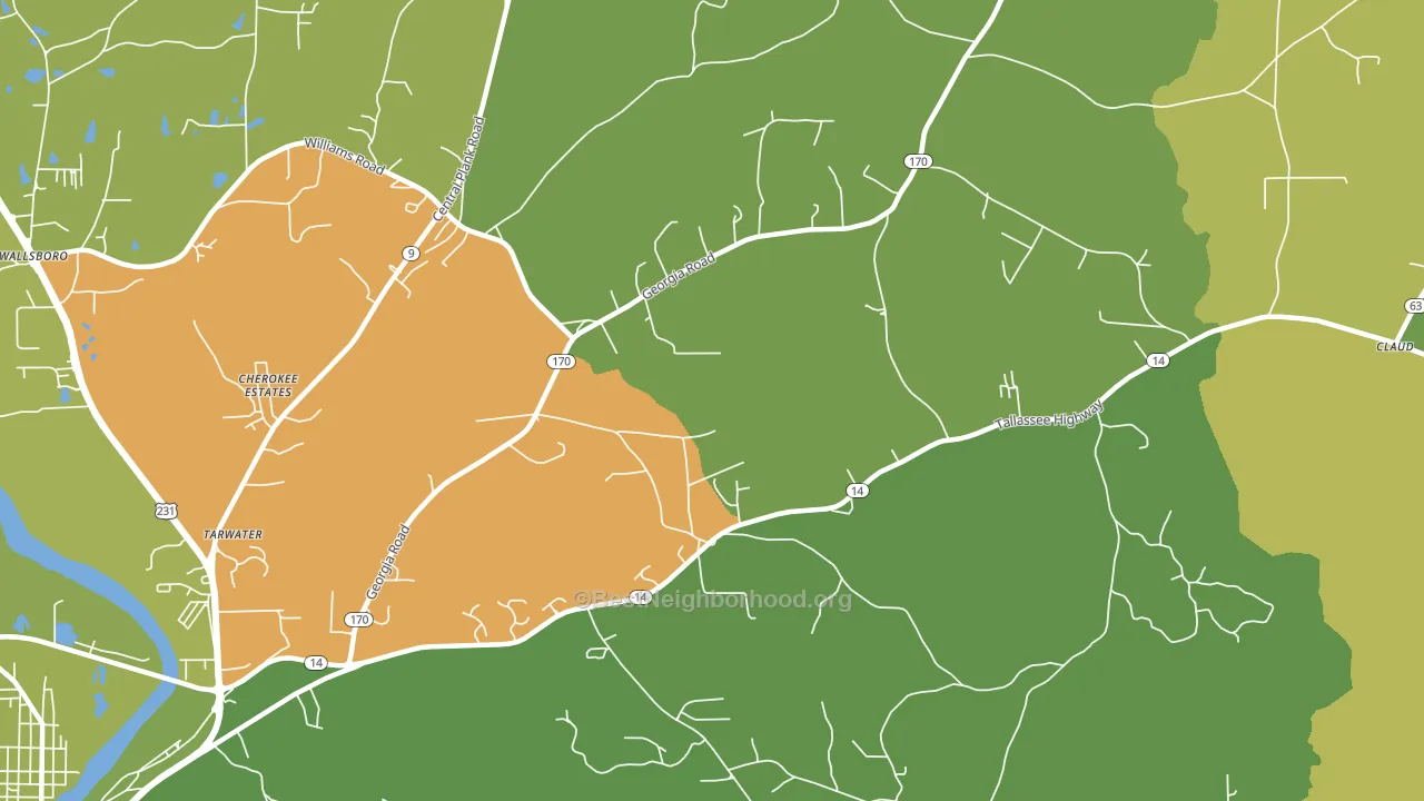 Kent, AL block-group voter-turnout map