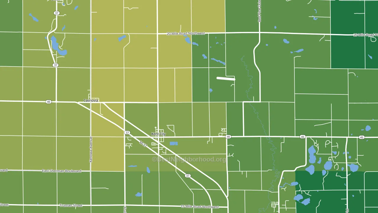 Kent City, MI block-group voter-turnout map