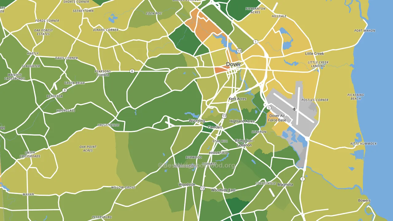 Kent County, DE block-group voter-turnout map