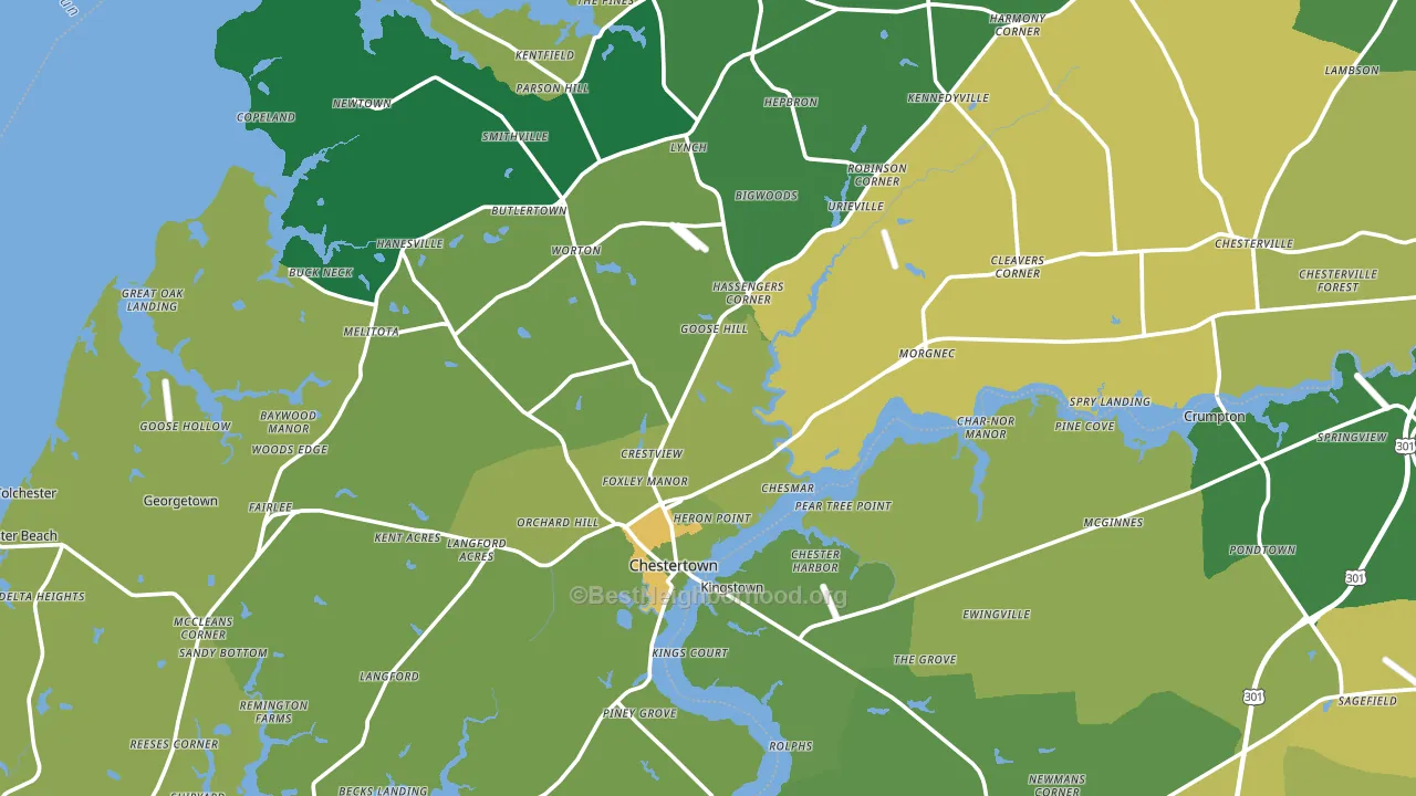 Kent County, MD block-group voter-turnout map