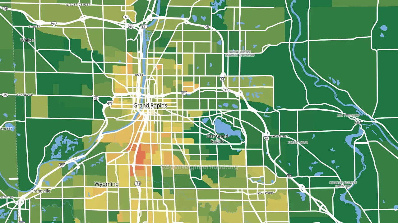 Kent County, MI block-group voter-turnout map