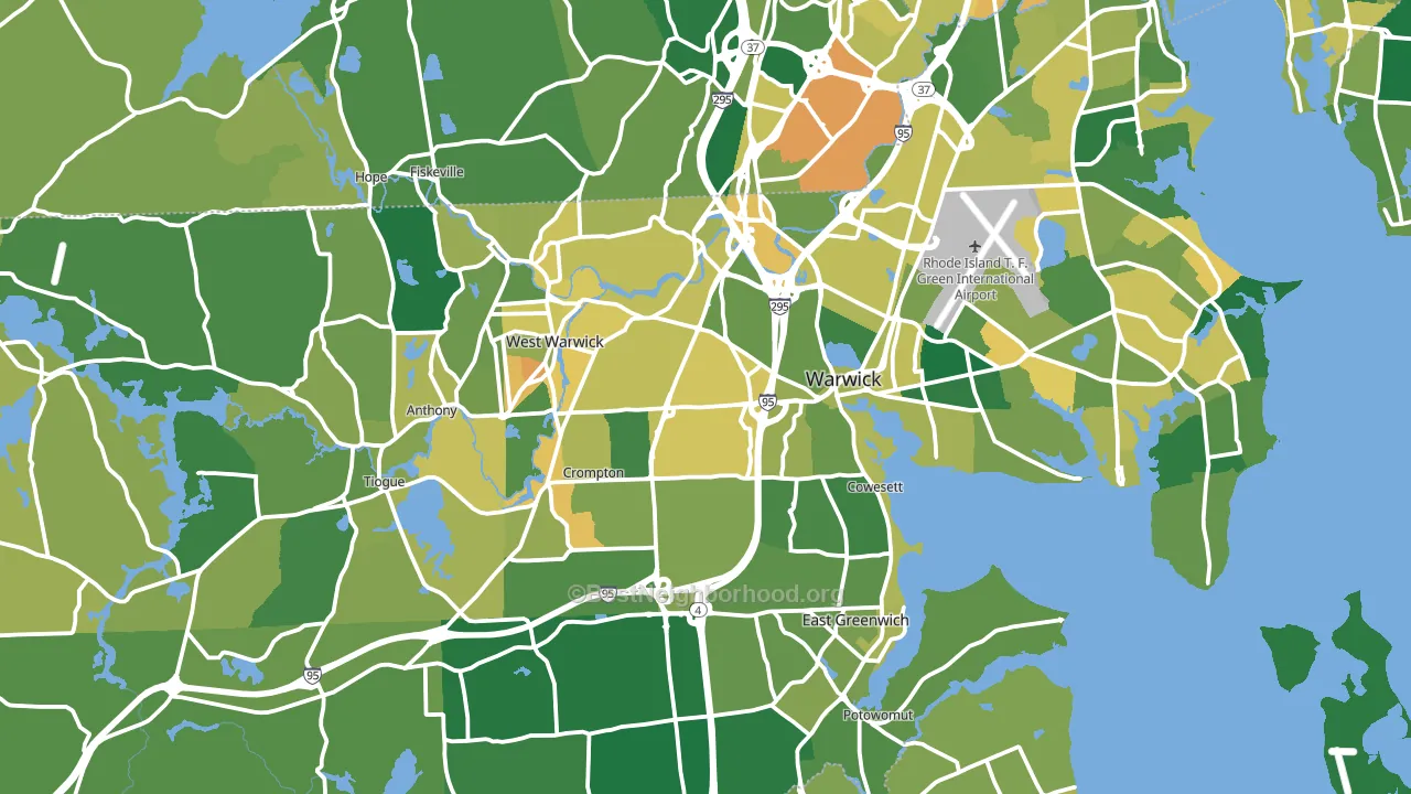 Kent County, RI block-group voter-turnout map