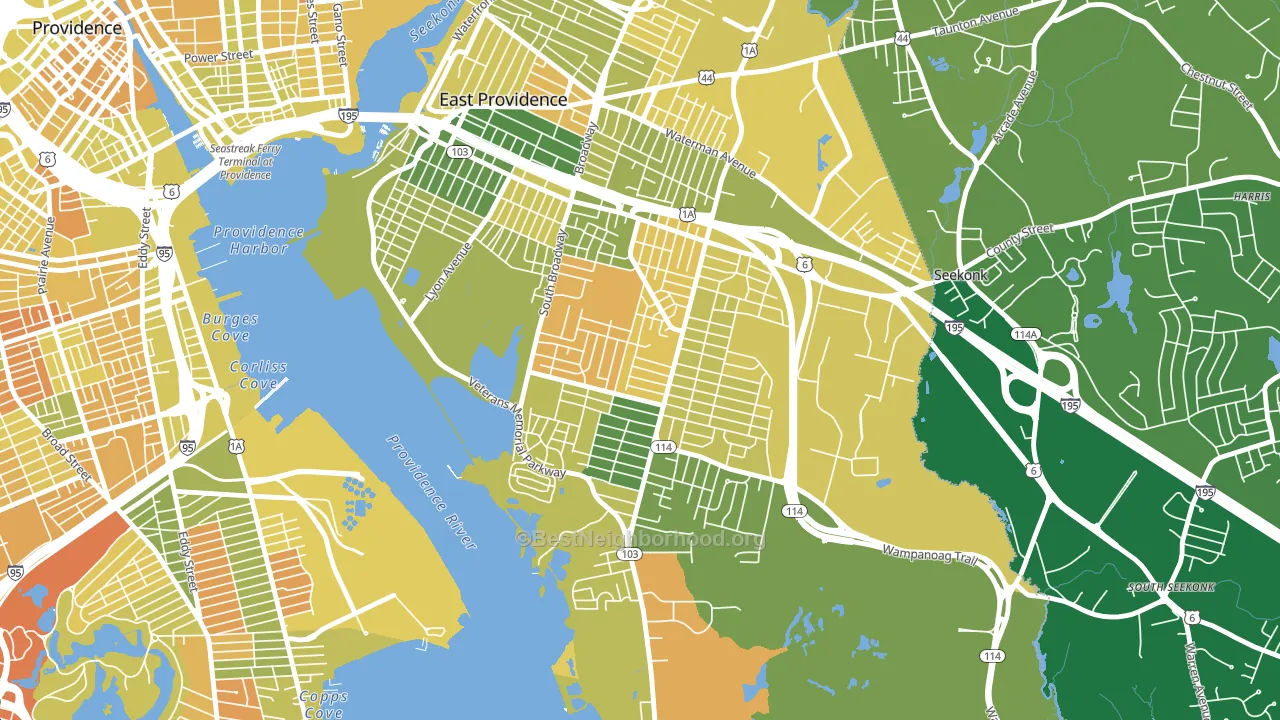 Kent Heights, East Providence, RI block-group voter-turnout map