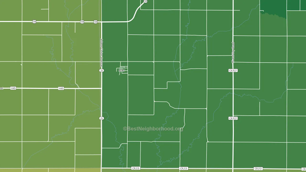 Kent, IA block-group voter-turnout map