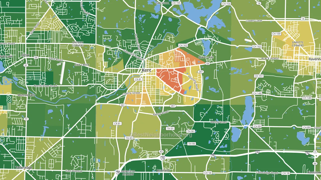 Kent, OH block-group voter-turnout map