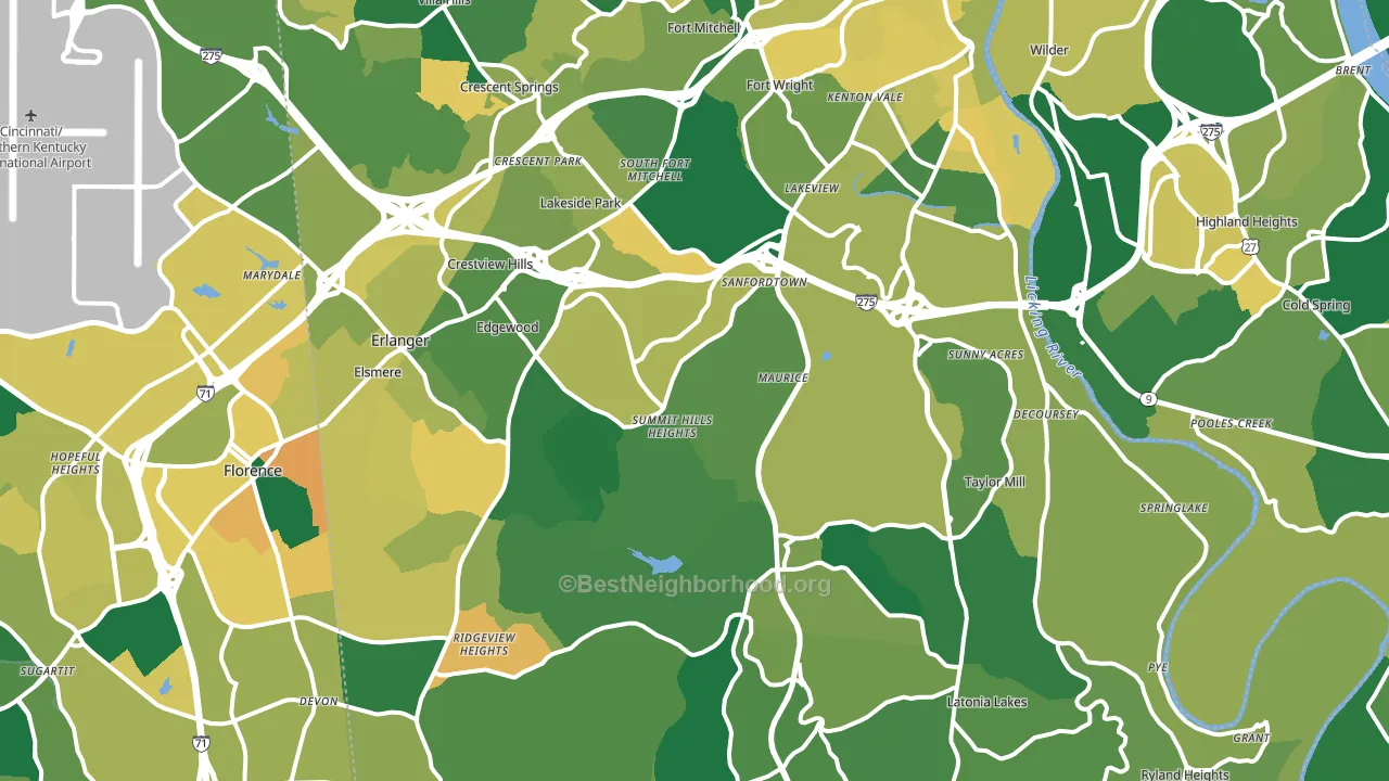 Kenton County, KY block-group voter-turnout map