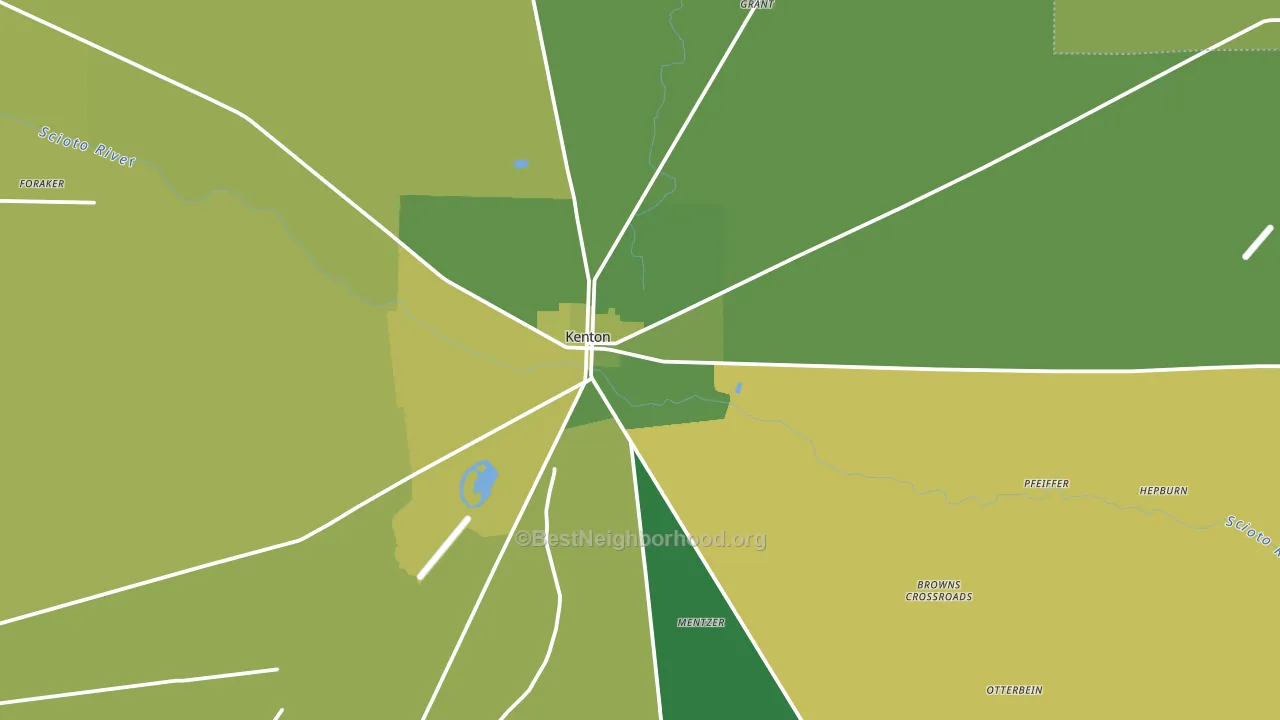 Kenton, OH block-group voter-turnout map