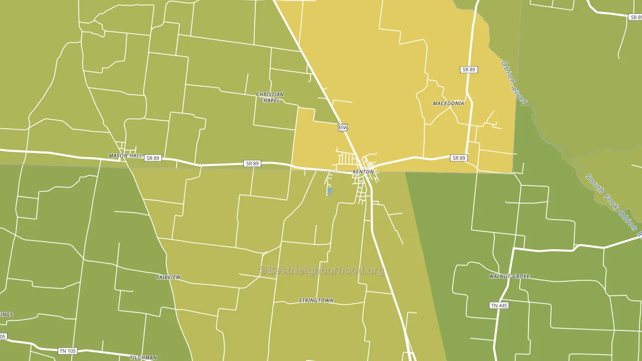 Kenton, TN block-group voter-turnout map