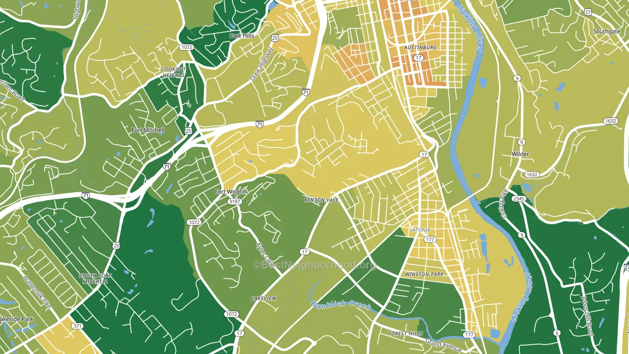 Kenton Vale, KY block-group voter-turnout map