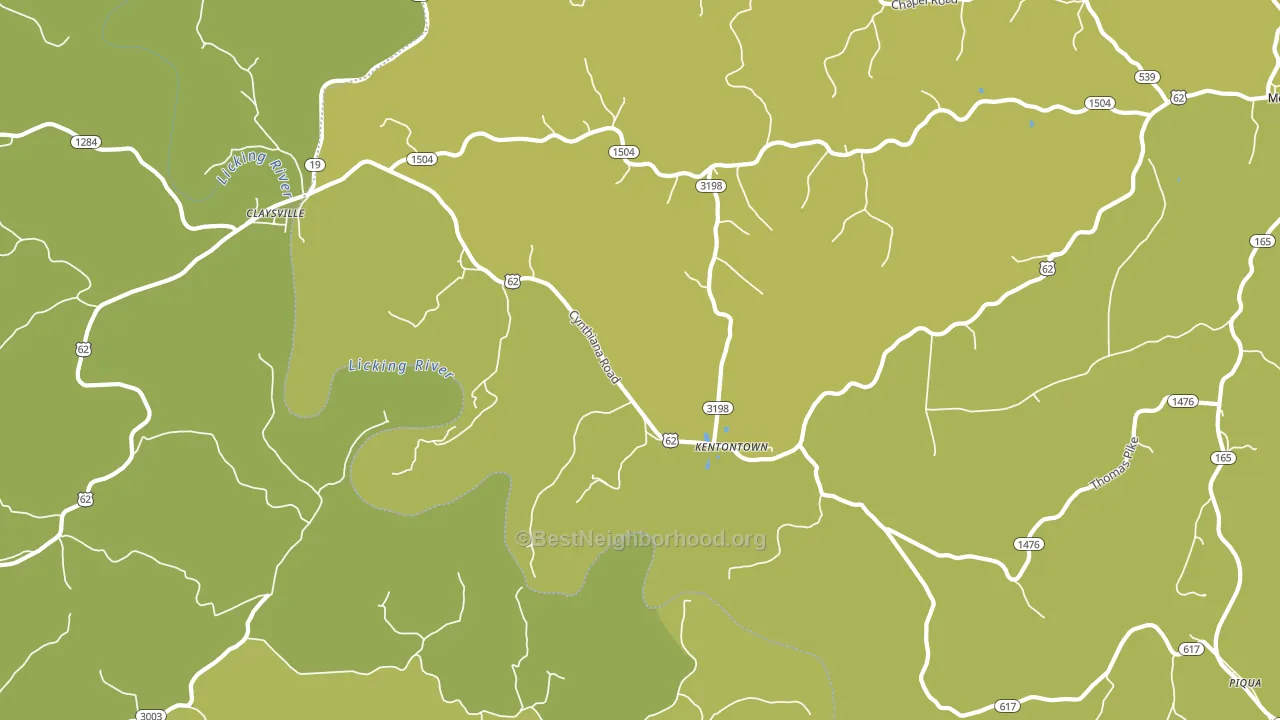 Kentontown, KY block-group voter-turnout map