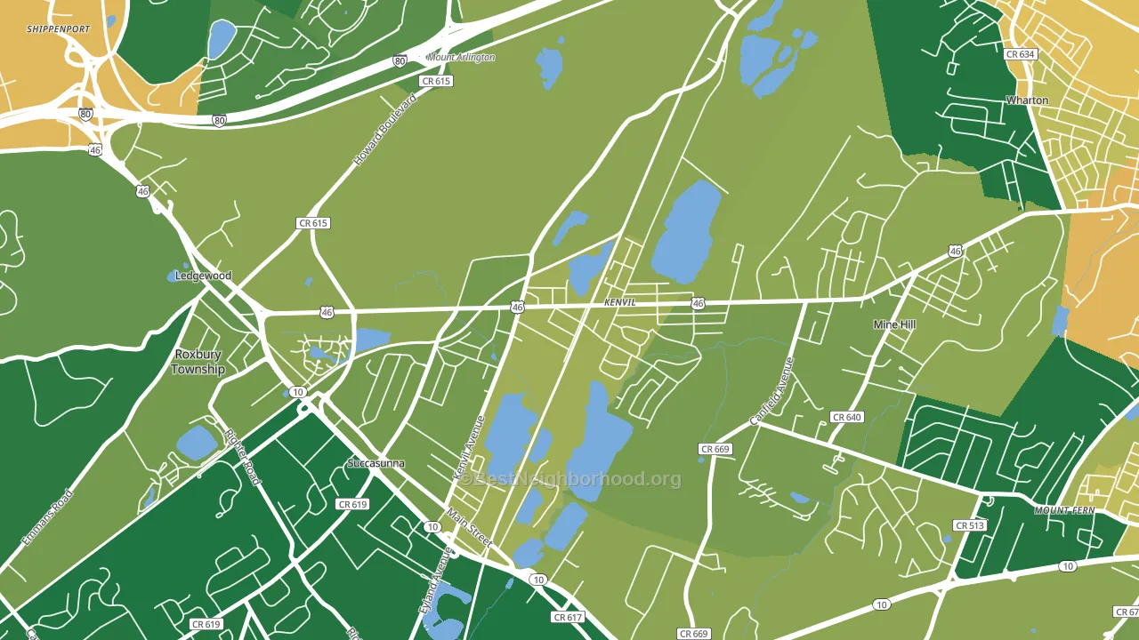 Kenvil, NJ block-group voter-turnout map