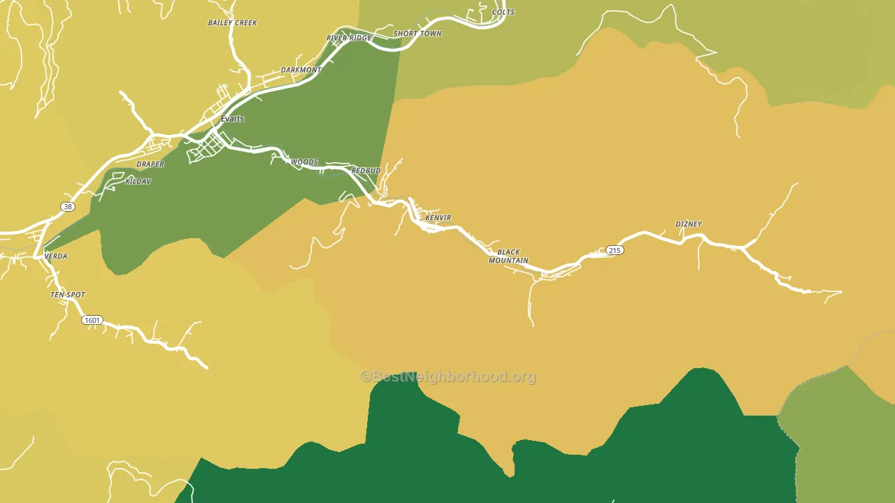 Kenvir, KY block-group voter-turnout map